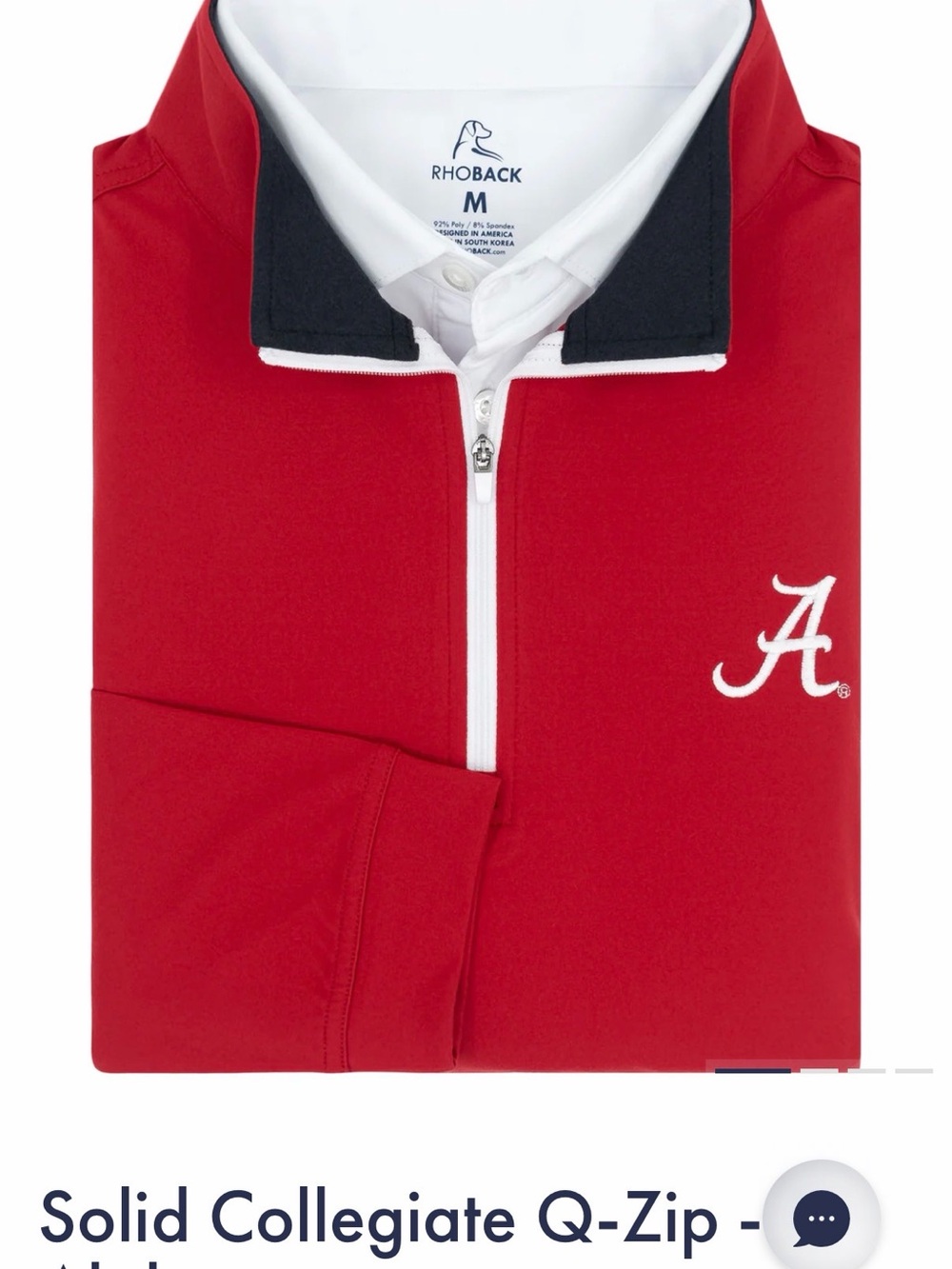Rhoback Red Men's Performance Quarter-Zip with White 'A' Logo